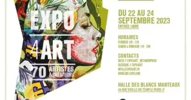 Je serai au Salon EXPO4ART du 22 au 24 septembre 2023 – Halle des Blancs Manteau…