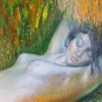 “Nymphe endormie” – F. Ruisseau – 2022 – Huile sur toile – 65x50cm (25,6×19,7 in…