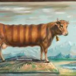 La vache musicienne, 2023, Huile sur toile, 65x92cm (25,6×36,2 in). Droits réser…
