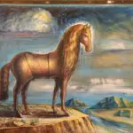 Un cheval libre, 2023, Huile sur toile, 65x92cm (25,6×36,2 in). ©François Ruisse…