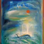 Le cachalot bleu, 2023, Huile sur toile, 46×38 cm (18,1×15 in). ©François Ruisse…