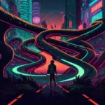 Will you follow the serpentine road or forge your own way? #cyberpunk #neonlight…